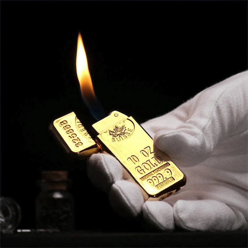 Gold Bar Lighter – 10 oz Bullion-Style Gold-Tone Pocket Lighter