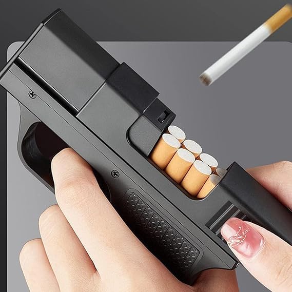 ZYOZ Gun Shape Cigarette Case Lighter – Jet Flame Torch Lighter with Stylish Gun Shape, Portable & Refillable, Unique Gift for Smokers, Compact Cigar and Cigarette Lighter