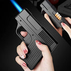 ZYOZ Gun Shape Cigarette Case Lighter – Jet Flame Torch Lighter with Stylish Gun Shape, Portable & Refillable, Unique Gift for Smokers, Compact Cigar and Cigarette Lighter