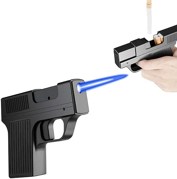 ZYOZ Gun Shape Cigarette Case Lighter – Jet Flame Torch Lighter with Stylish Gun Shape, Portable & Refillable, Unique Gift for Smokers, Compact Cigar and Cigarette Lighter
