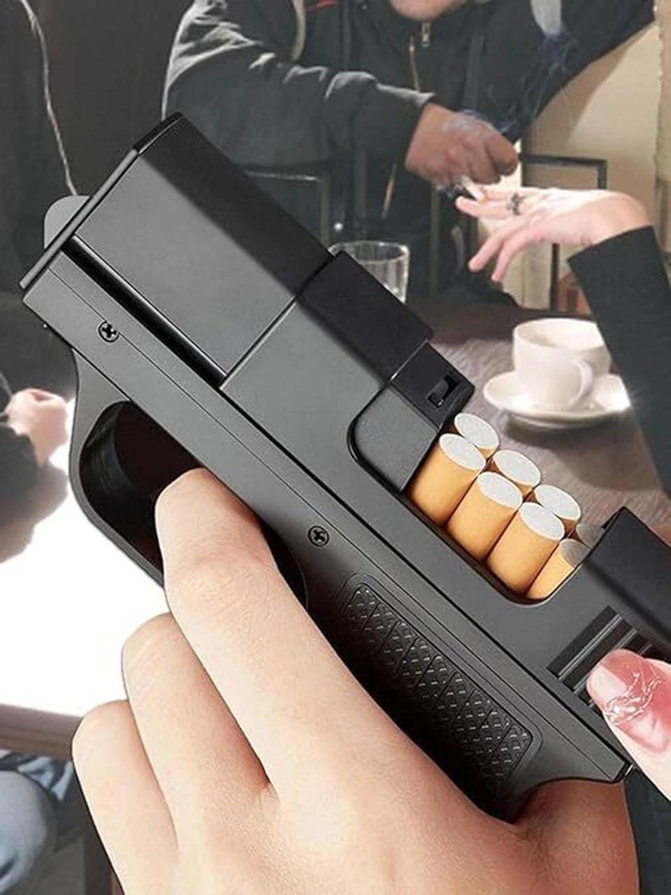 Gun Shape Cigarette Case Lighter – Jet Flame Torch Lighter with Stylish Gun Shape, Portable & Refillable, Unique Gift for Smokers, Compact Cigar and Cigarette Lighter