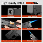 Gun Shape Cigarette Case Lighter – Jet Flame Torch Lighter with Stylish Gun Shape, Portable & Refillable, Unique Gift for Smokers, Compact Cigar and Cigarette Lighter