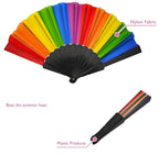 Rainbow Chinese Hand Fan Foldable Silk Fan for Dance, Wedding Favors, Theme Parties & Home Decor 2 pcs/set