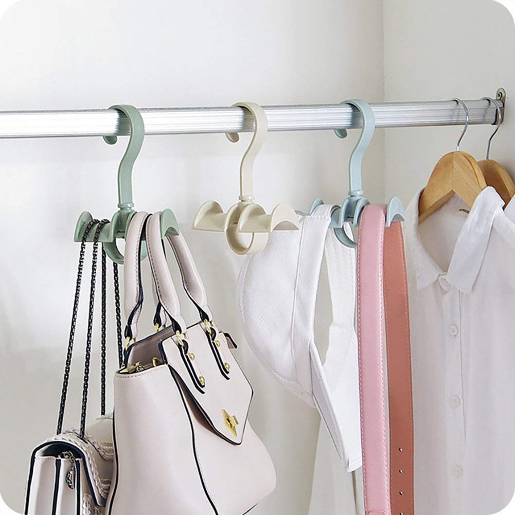 Rotating Handbag Hanger Rack Closet Storage Organizer Hooks for Ladies Bag Belt Tie Scarf(random colour)