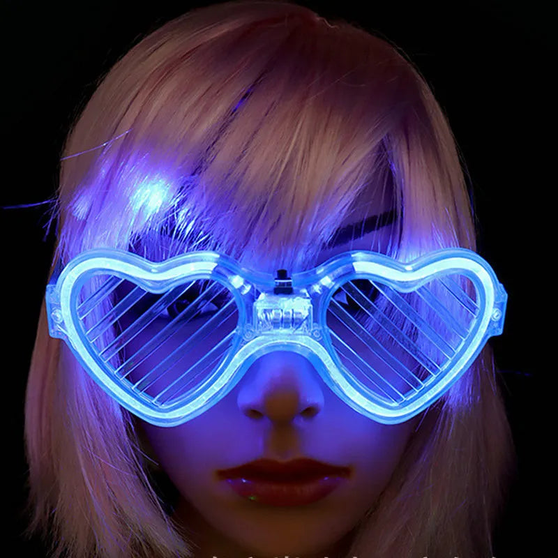 Zyoz™ LED Heart-Shaped Shutter Glasses – Light-Up Neon Party Eyewear