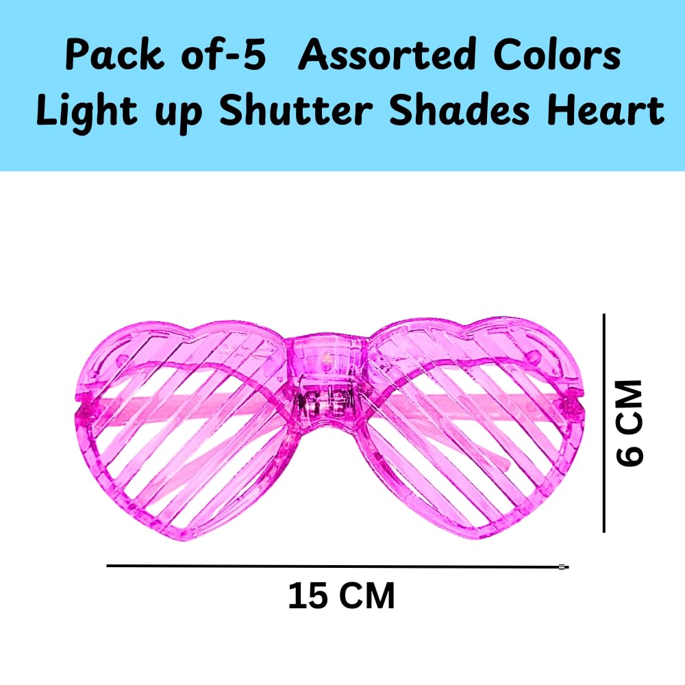Light up Shutter Shades Heart,Led Neon Rave SunGlasses,Eyeglass,Flashing Sunglasses for Neon & Bachelorette Glow in Dark Christmas Sunglasses (random colour)