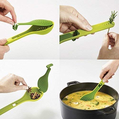 Herb Infusing Spoon Cooking Spoon 2 in 1 Flavour Plastic Spoon with Herb Stripper for Infusing and Seasoning Cooking Soup Kitchen (Green Pack of 1) Secondary image