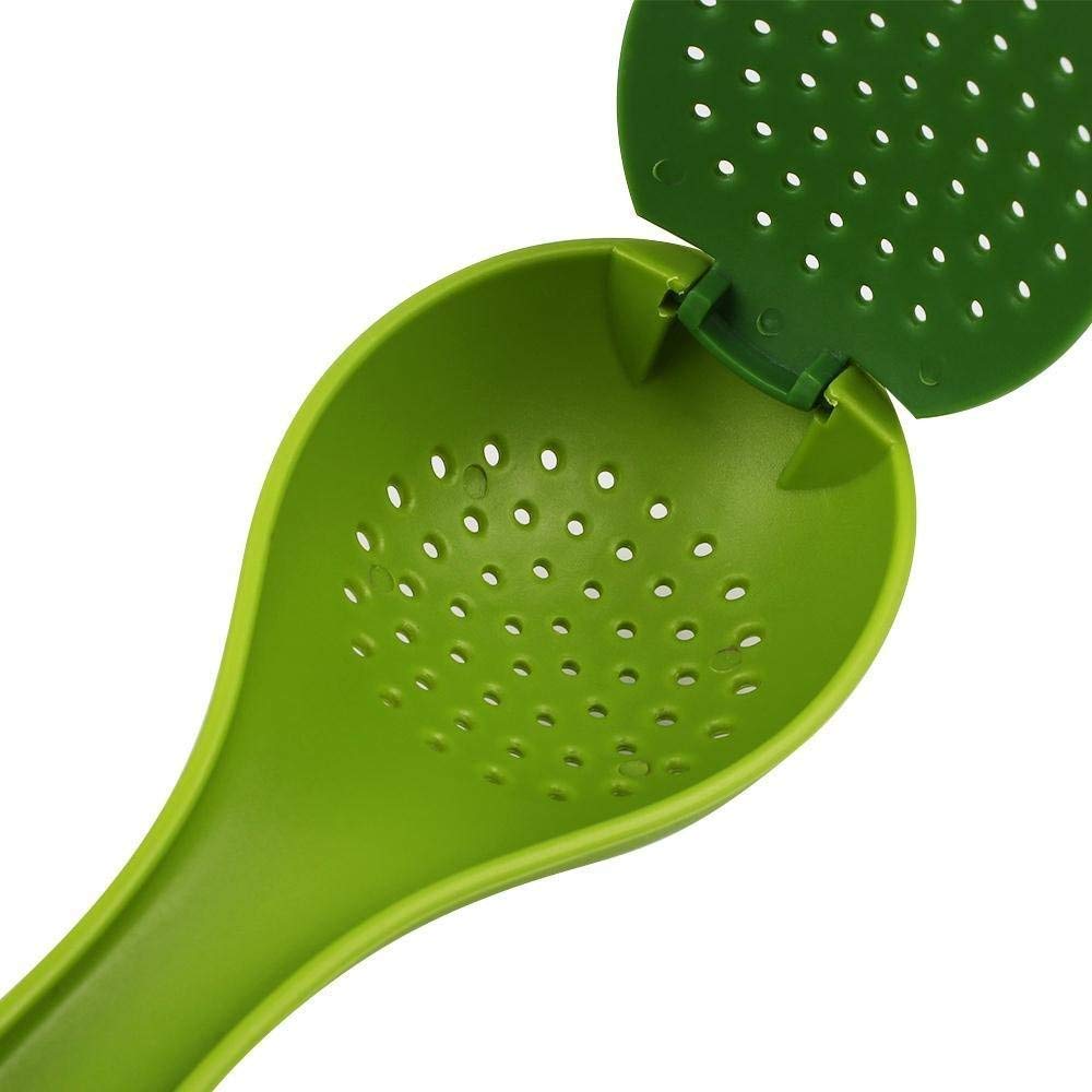 Herb Infusing Spoon Cooking Spoon 2 in 1 Flavour Plastic Spoon with Herb Stripper for Infusing and Seasoning Cooking Soup Kitchen (Green Pack of 1)