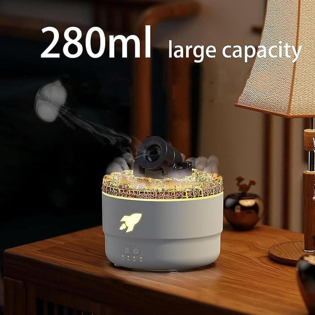 Cannon Blast Aroma Humidifier | Volcanic Crack Turret Aromatherapy Diffuser with 7 Colors LED Light | Silent Cool Mist Essential Oil Diffuser for Home, Bedroom & Office (Multicolor, 300ml)