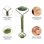 Jade Roller & Gua Sha Facial Massager – Natural Himalayan Stone Face Roller for Skin Care, Anti-Aging, Wrinkle Reduction & Serum Application | Relaxing Face & Neck Massage Tool (Green)