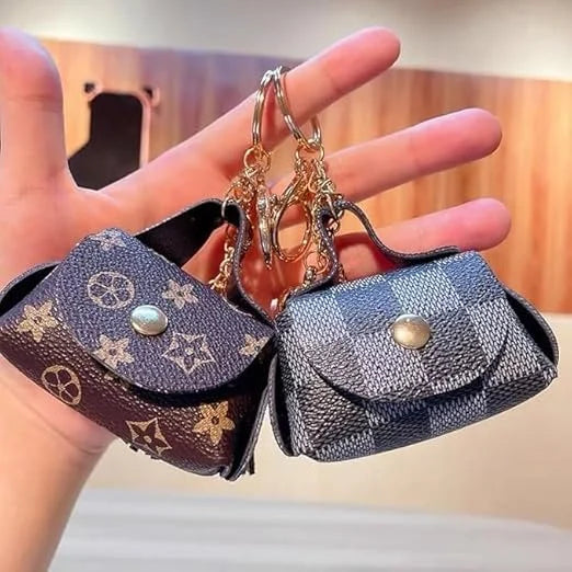 ZYOZ Mini Coin Purse Bag Charm  Woven Studded Printed Mini Wallet Keychain Ring Gold Tone Key Holder Snap Closure Coin Pouch Handbag Accessory Gift Women Girls Secondary image
