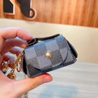 ZYOZ Mini Coin Purse Bag Charm  Woven Studded Printed Mini Wallet Keychain Ring Gold Tone Key Holder Snap Closure Coin Pouch Handbag Accessory Gift Women Girls