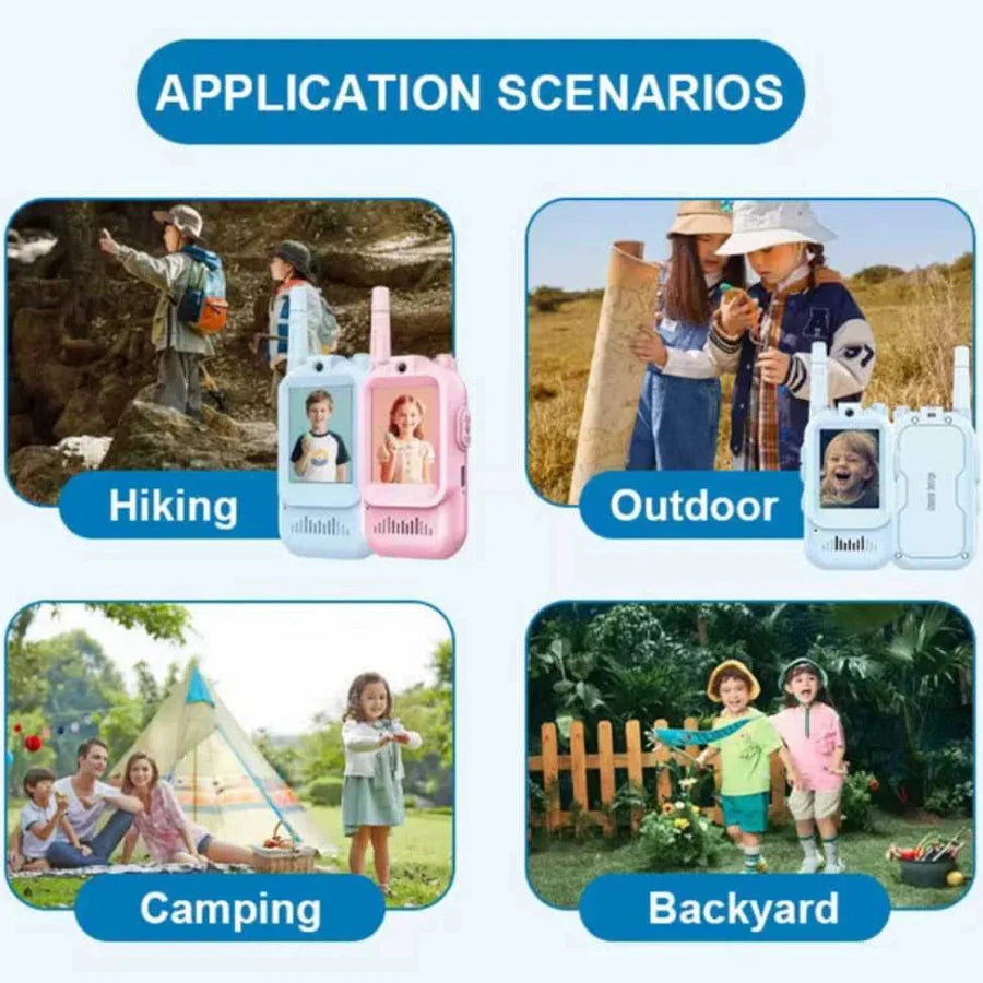 Kids Walkie Talkies with Screen Display – Long Range Two Way Radios with Voice Effects & One-on-One Pairing | Fun Communication Toy Gift for Boys & Girls Ages 3–12 Multicolor Pack of 2