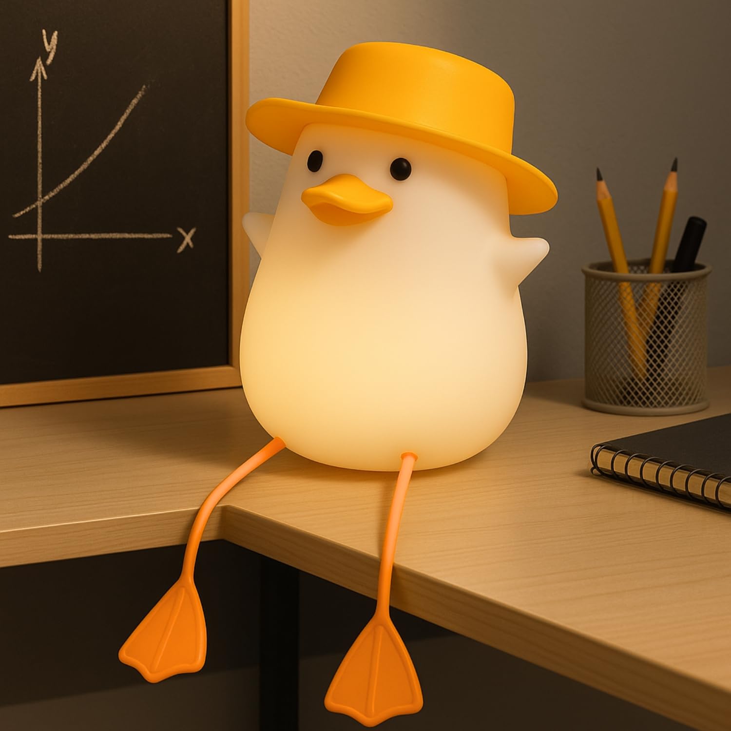 ZYOZ Silicone Duck Night Lamp Soft LED Bedside Light with Touch Control & 7-Color Changing, USB Rechargeable Nursery Lamp for Kids Bedroom, Cute Animal Shape Baby Nightlight & Gift, Mobile Holder Main image