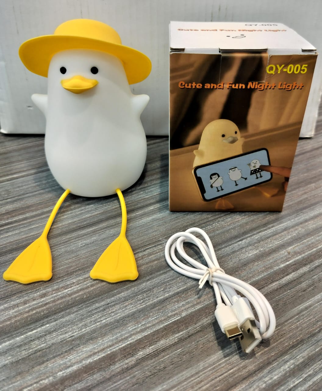 Silicone Duck Night Lamp Soft LED Bedside Light with Touch Control & 7-Color Changing, USB Rechargeable Nursery Lamp for Kids Bedroom, Cute Animal Shape Baby Nightlight & Gift, Mobile Holder Main image