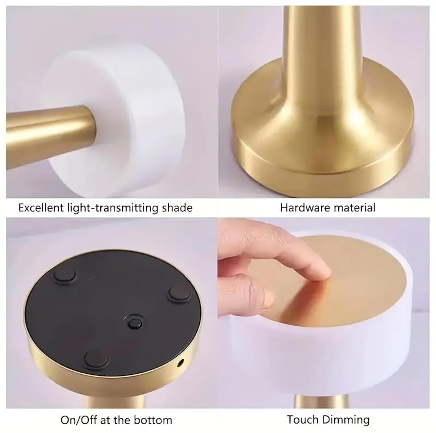 ZYOZ Portable LED Table Lamp for Bedroom, Living Room, Stepless Dimming, 3 Colour Touch Control Metallic Finish Rechargeable Battery Backup Night Light, Bedside Table Lamp