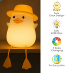 ZYOZ Silicone Duck Night Lamp Soft LED Bedside Light with Touch Control & 7-Color Changing, USB Rechargeable Nursery Lamp for Kids Bedroom, Cute Animal Shape Baby Nightlight & Gift, Mobile Holder