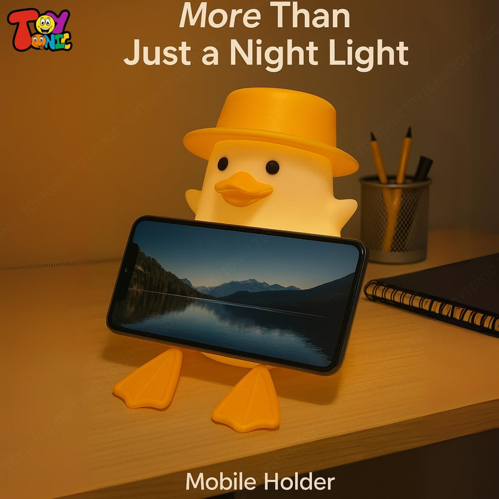 Silicone Duck Night Lamp Soft LED Bedside Light with Touch Control & 7-Color Changing, USB Rechargeable Nursery Lamp for Kids Bedroom, Cute Animal Shape Baby Nightlight & Gift, Mobile Holder