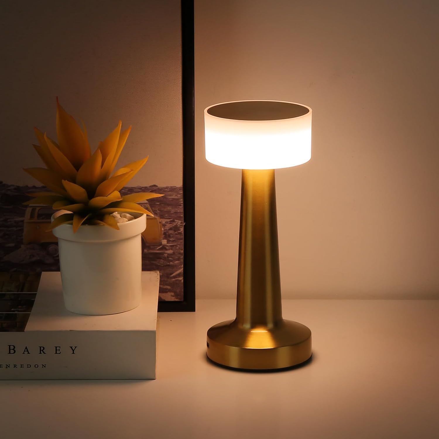 ZYOZ Portable LED Table Lamp for Bedroom, Living Room, Stepless Dimming, 3 Colour Touch Control Metallic Finish Rechargeable Battery Backup Night Light, Bedside Table Lamp Main image