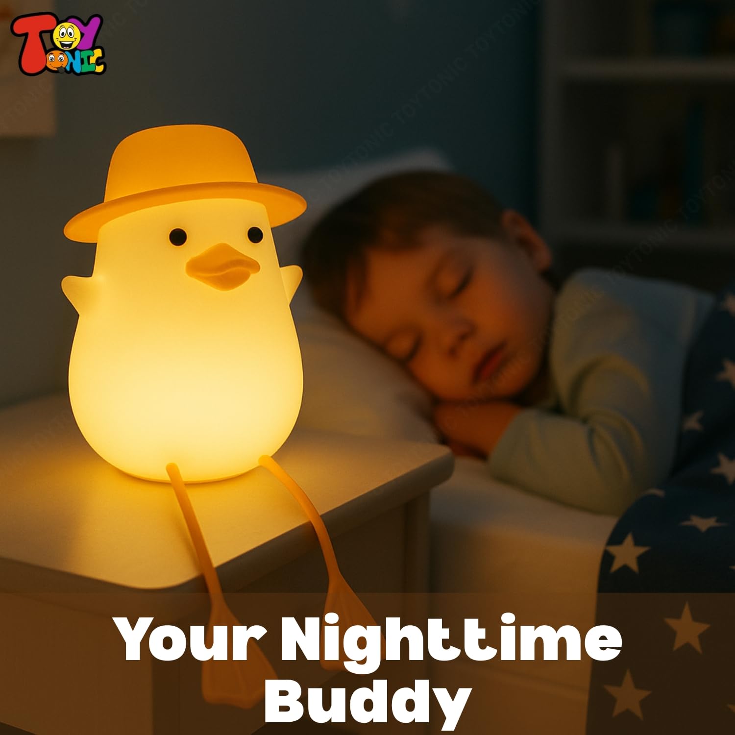 Silicone Duck Night Lamp Soft LED Bedside Light with Touch Control & 7-Color Changing, USB Rechargeable Nursery Lamp for Kids Bedroom, Cute Animal Shape Baby Nightlight & Gift, Mobile Holder
