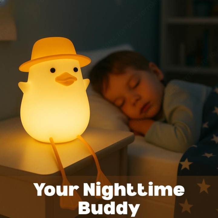 ZYOZ Silicone Duck Night Lamp Soft LED Bedside Light with Touch Control & 7-Color Changing, USB Rechargeable Nursery Lamp for Kids Bedroom, Cute Animal Shape Baby Nightlight & Gift, Mobile Holder