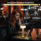 ZYOZ Portable LED Table Lamp for Bedroom, Living Room, Stepless Dimming, 3 Colour Touch Control Metallic Finish Rechargeable Battery Backup Night Light, Bedside Table Lamp