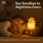 Silicone Duck Night Lamp Soft LED Bedside Light with Touch Control & 7-Color Changing, USB Rechargeable Nursery Lamp for Kids Bedroom, Cute Animal Shape Baby Nightlight & Gift, Mobile Holder