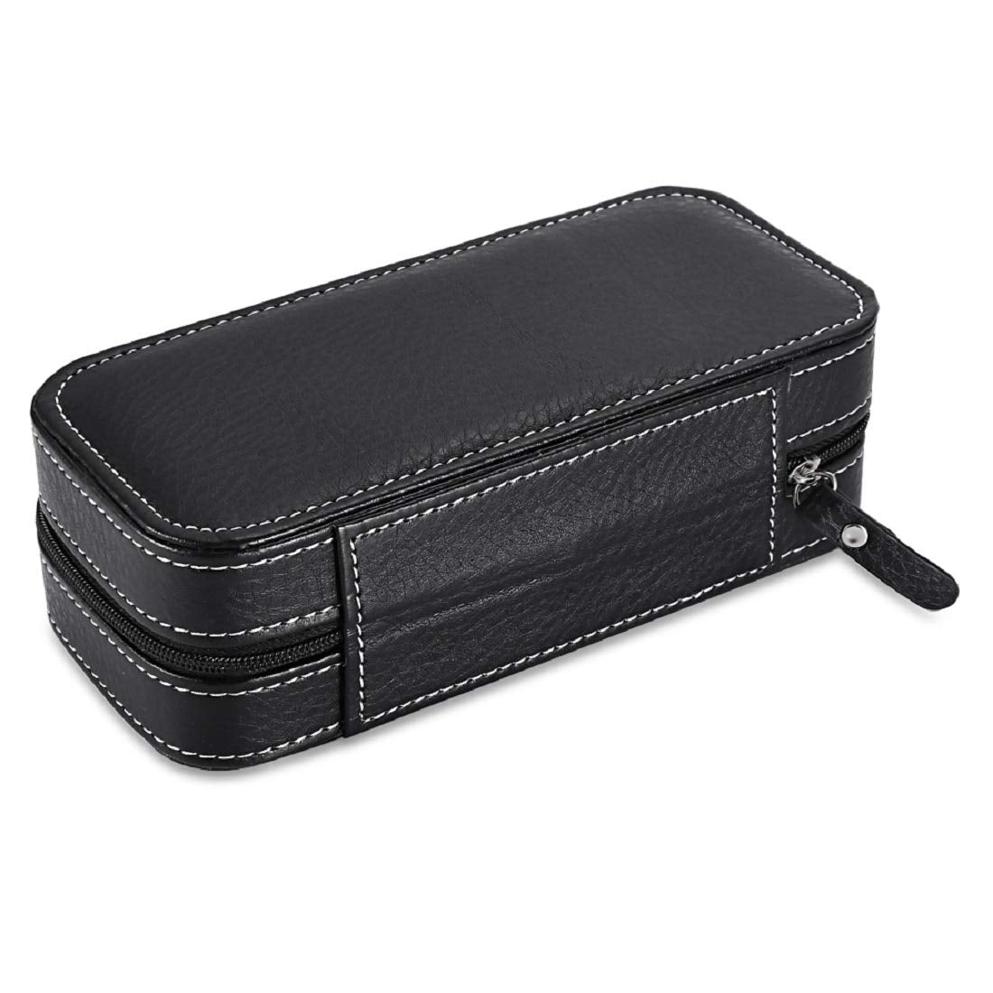 PU leather wrist watch box Watch Storage Case And Watch Organizer Display Collection Box With Transparent Glass For Men's & Women's Gift (2 watch zipper pouch)