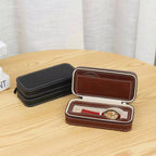 PU leather wrist watch box Watch Storage Case And Watch Organizer Display Collection Box With Transparent Glass For Men's & Women's Gift (2 watch zipper pouch)