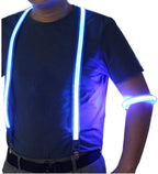 ZYOZ  Flashing Led Party Suspenders Stripe Light Up LED Suspenders For Adults Birthday EDM Disco Party Wedding Musical Night Events Battery Operated 1pc.(random colour)