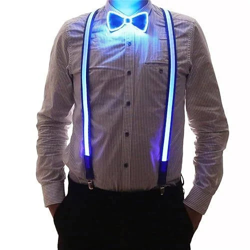 ZYOZ  Flashing Led Party Suspenders Stripe Light Up LED Suspenders For Adults Birthday EDM Disco Party Wedding Musical Night Events Battery Operated 1pc.(random colour) Main image
