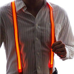 ZYOZ  Flashing Led Party Suspenders Stripe Light Up LED Suspenders For Adults Birthday EDM Disco Party Wedding Musical Night Events Battery Operated 1pc.(random colour)