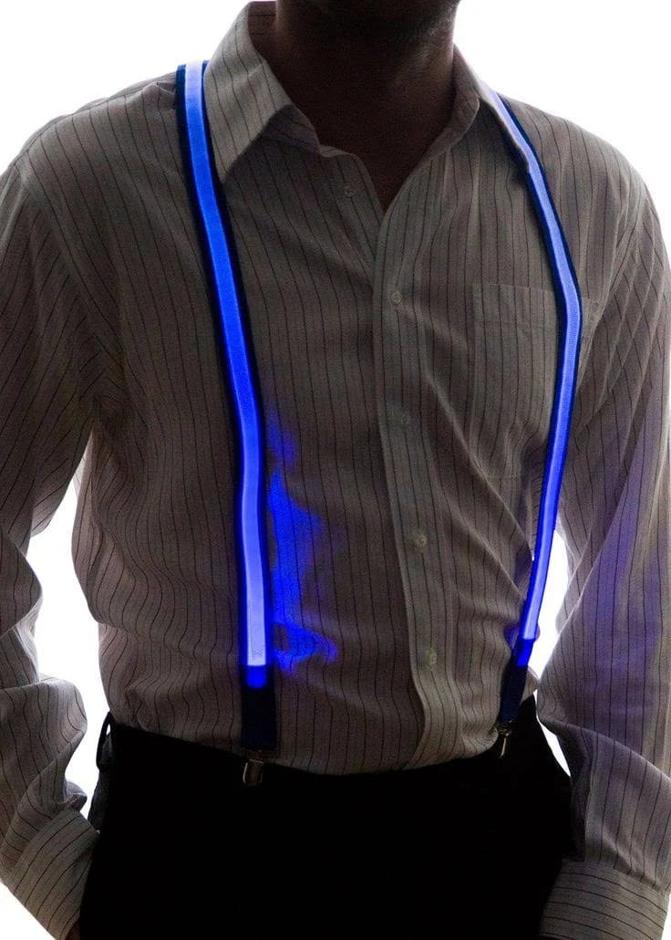 ZYOZ  Flashing Led Party Suspenders Stripe Light Up LED Suspenders For Adults Birthday EDM Disco Party Wedding Musical Night Events Battery Operated 1pc.(random colour) Secondary image