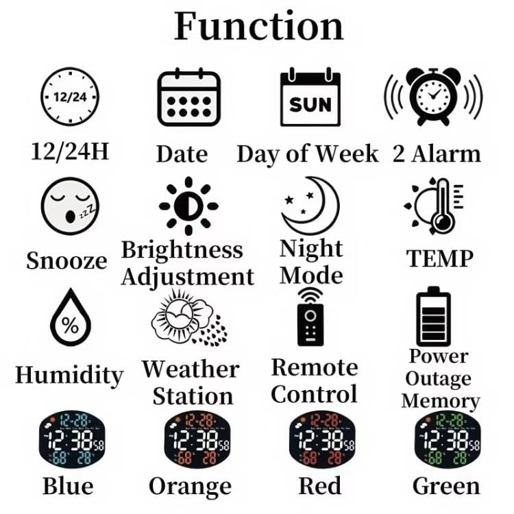 Electronic Digital Clock Large Screen with Remote Control Wall Desk Dual Use Weather Display Temperature Alarm Silent Operation for Home Office Reception USB Powered 1 pcy