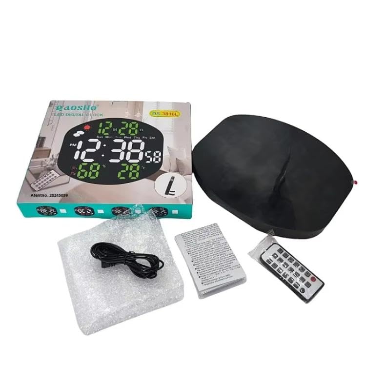 Electronic Digital Clock Large Screen with Remote Control Wall Desk Dual Use Weather Display Temperature Alarm Silent Operation for Home Office Reception USB Powered 1 pcy