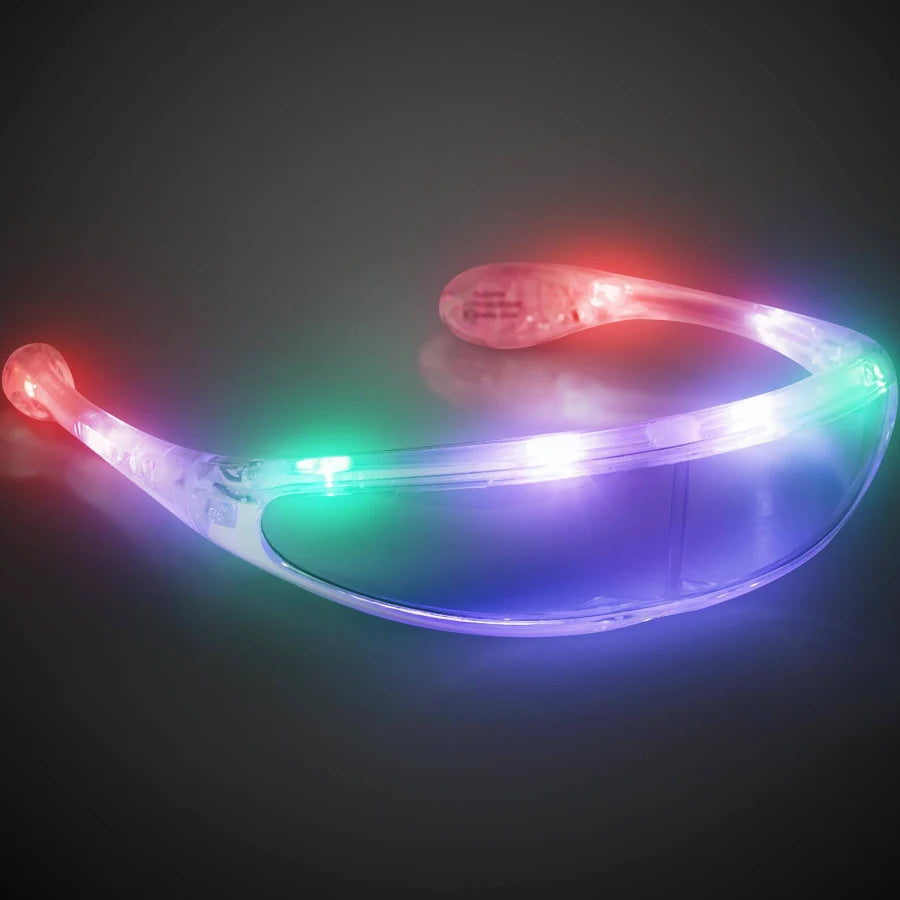 LED Light-Up Spaceman Shades – Futuristic Multi-Color Visor Glasses for Festivals, Parties, Raves, & Costumes