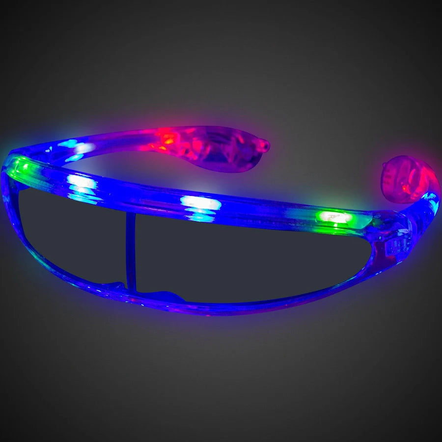 LED Light-Up Spaceman Shades – Futuristic Multi-Color Visor Glasses for Festivals, Parties, Raves, & Costumes