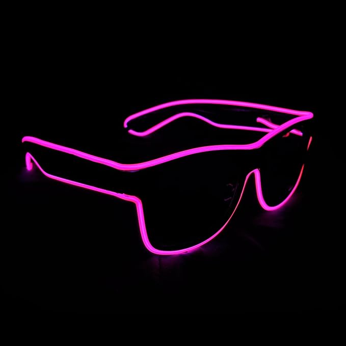 Zyoz™ Wireless LED Light-Up Glasses – Neon EL Wire Party & Festival Glasses (black Lance)