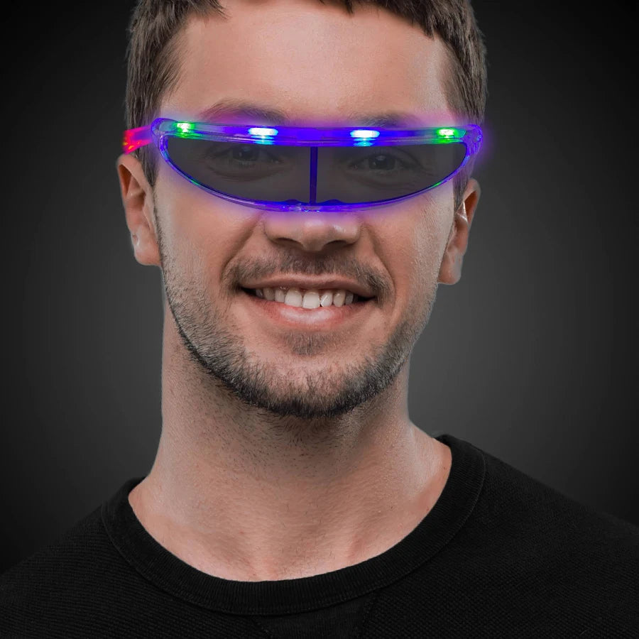 LED Light-Up Spaceman Shades – Futuristic Multi-Color Visor Glasses for Festivals, Parties, Raves, & Costumes