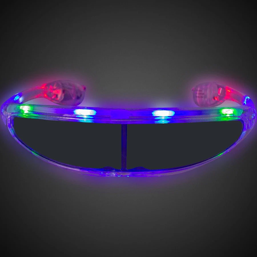LED Light-Up Spaceman Shades – Futuristic Multi-Color Visor Glasses for Festivals, Parties, Raves, & Costumes
