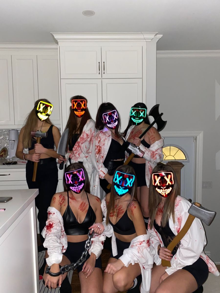Zyoz Neon EL Wire LED Purge Mask | Glow-in-the-Dark Light-Up Costume Mask for Raves & Halloween