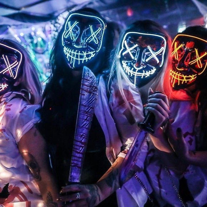 Zyoz Neon EL Wire LED Purge Mask | Glow-in-the-Dark Light-Up Costume Mask for Raves & Halloween