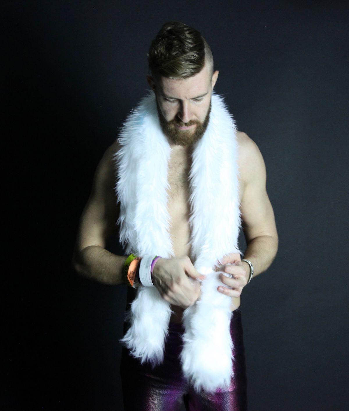 Zyoz Premium LED Faux Fur Scarf | Light-Up Glow Boa for Raves, Festivals & Winter Outfits