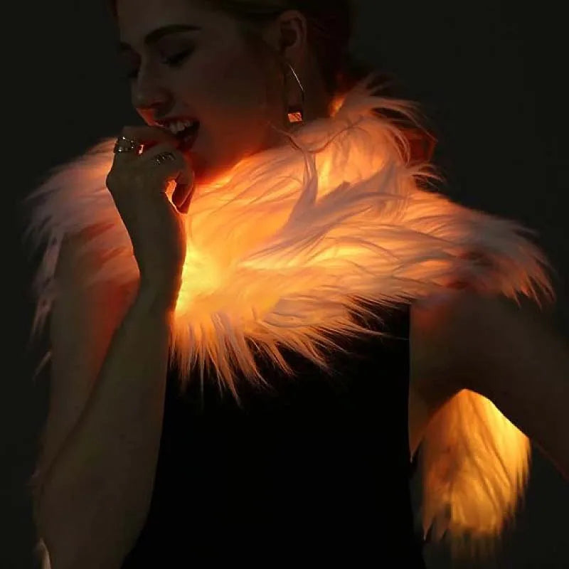 Zyoz Premium LED Faux Fur Scarf | Light-Up Glow Boa for Raves, Festivals & Winter Outfits