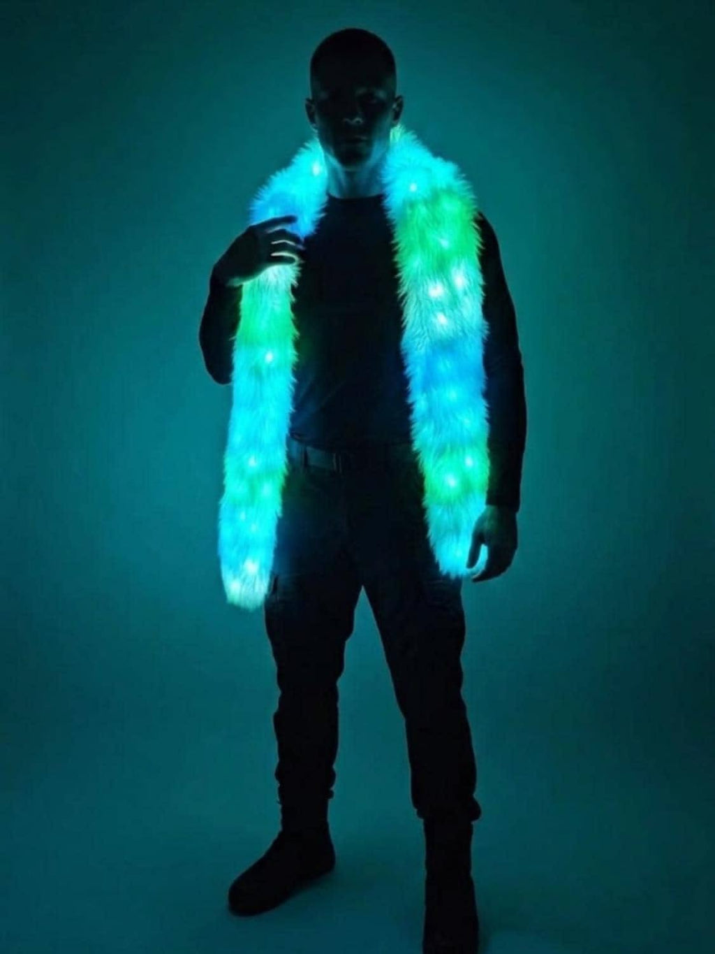 Zyoz Premium LED Faux Fur Scarf | Light-Up Glow Boa for Raves, Festivals & Winter Outfits