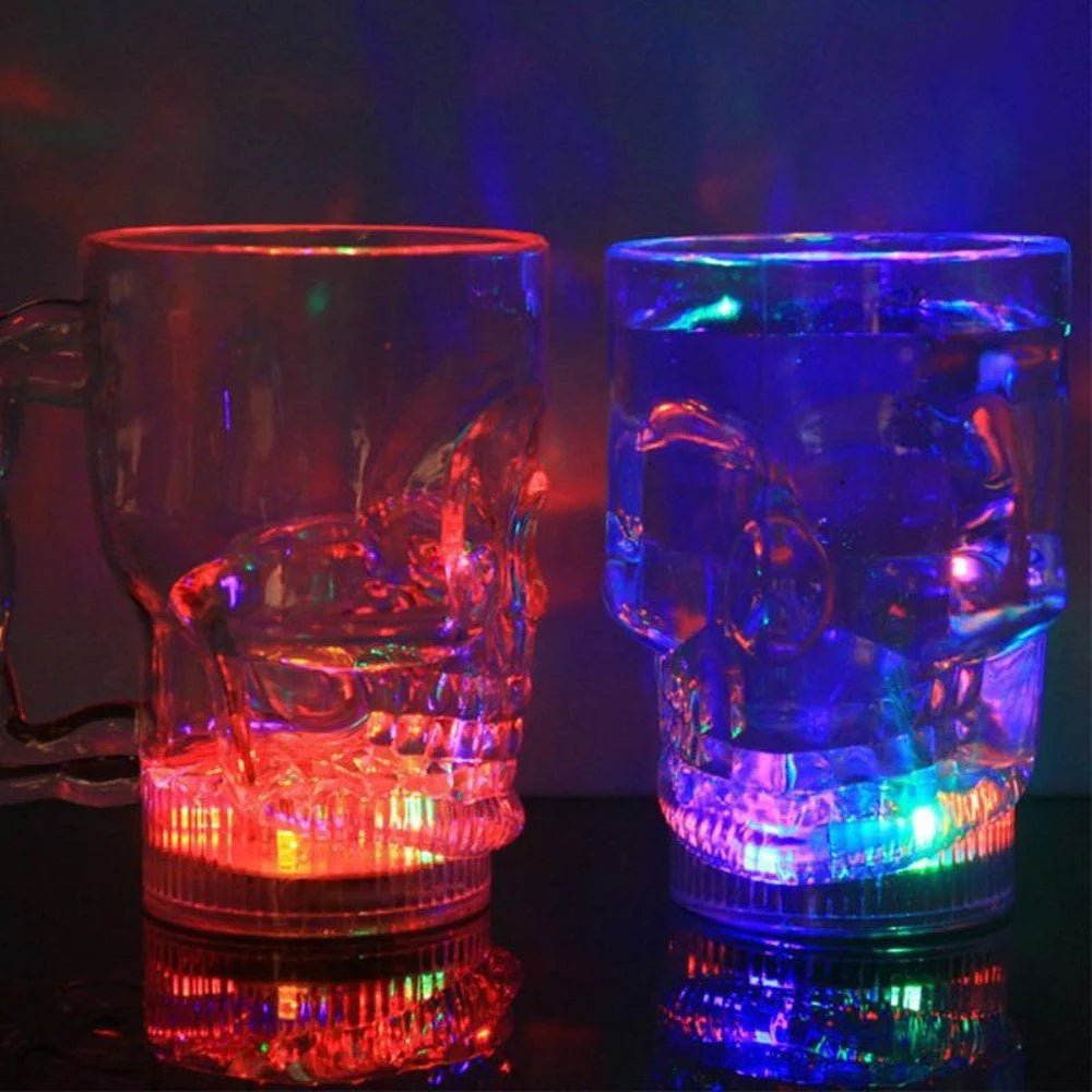 LED Light Up Flashing 14 Oz Skull Mug - Multicolor