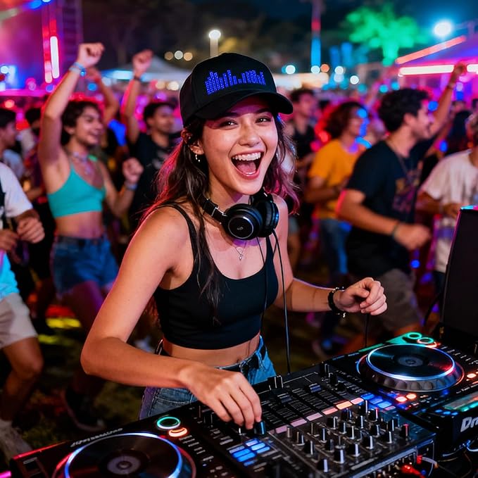 Animated Bluetooth Led Sign Hat Hip hop Street Dance Party Parade Sunscreen Hiking Night Running Fishing Cap Gift