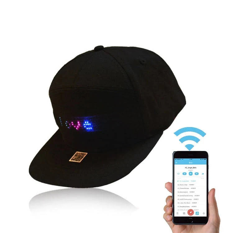 Animated Bluetooth Led Sign Hat Hip hop Street Dance Party Parade Sunscreen Hiking Night Running Fishing Cap Gift