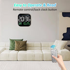 9-Inch Plastic Digital Alarm Wall Clock, LED Display with Date, Temperature, Day of Week, Auto Dimming, Remote Control, Table Desk Clock for Home, Office, Living Room
