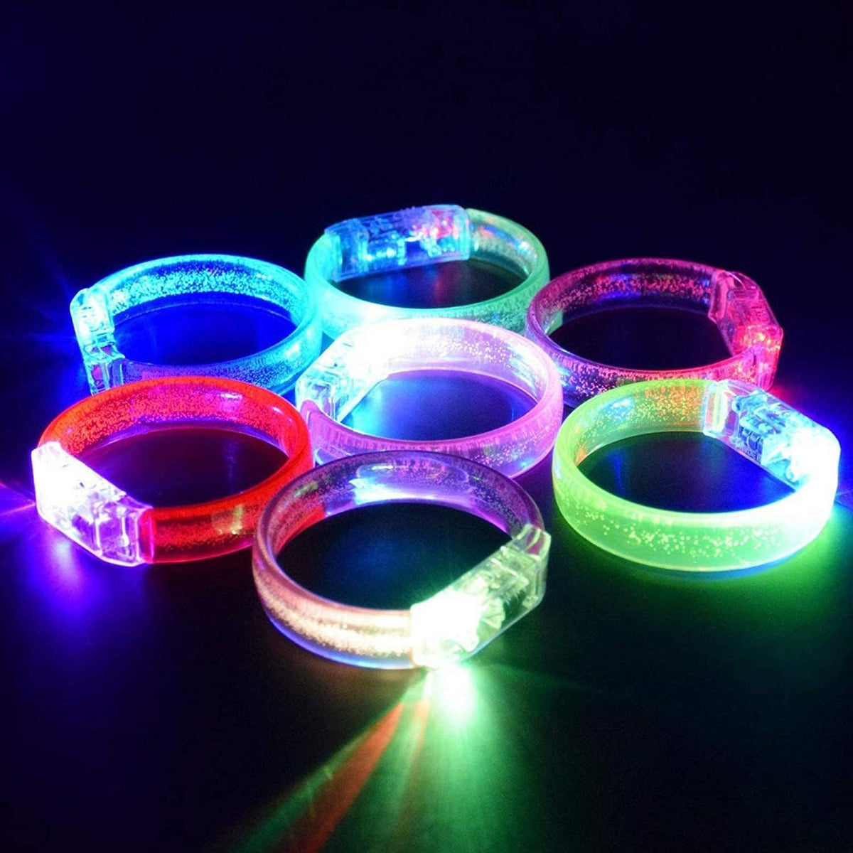 ZYOZ LED Flat Light Up Bracelets | Flashing Glow Party Wristbands Rave Bracelets 2pc